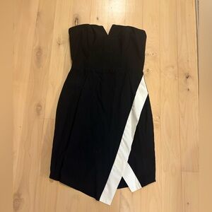 Le Chateau Black and White Strapless Dress